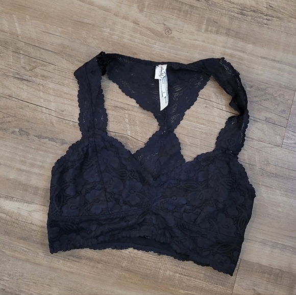 Free People Intimately Lace Black Galloon Racerback Bralette XSmall - Picture 3 of 5